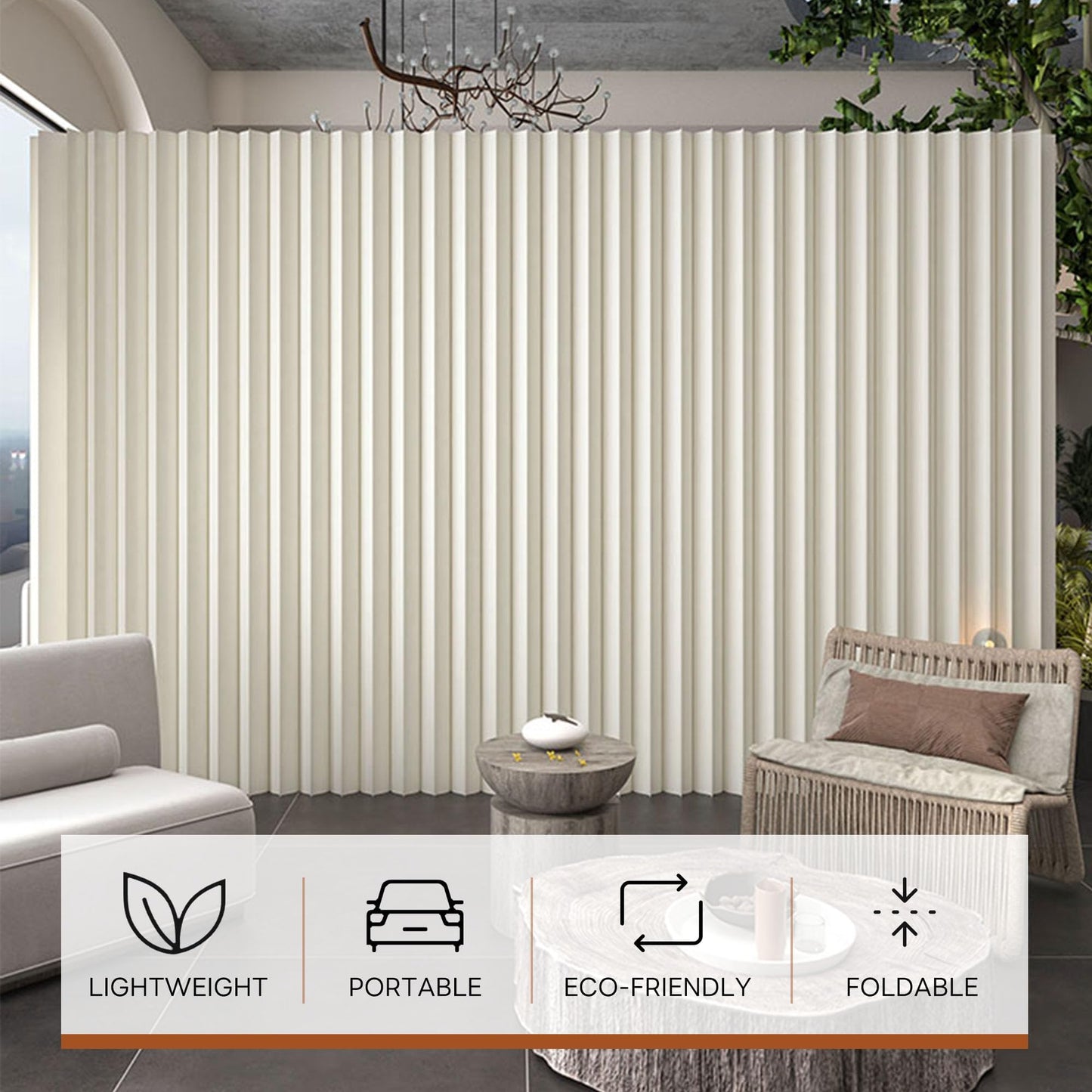 Paper Room Divider, Folding Privacy Screen Lightweight Stretchable Accordion Room Divider Wall, Portable Paper Wall Divide for Home, Office, Clothing Shop (White, L：158in x W: 17in x H：95in)
