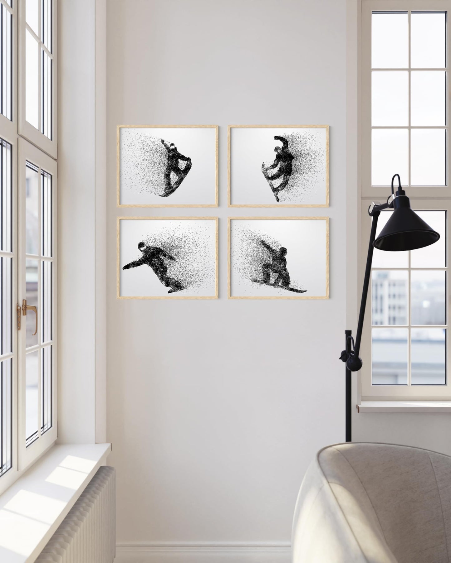 Summit Designs Snowboarding Wall Decor Art Prints - Particle Silhouette – Set of 4 (8x10) Inch Poster Photos Prints - Man Cave, Bedroom Decor - Kids Boys Girls Gift Idea