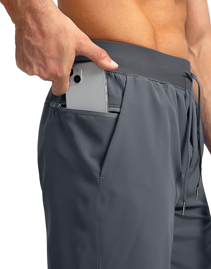 Men's Running Shorts with Zipper Pockets 9 Inch/ 7 Inch / 5 Inch Lightweight Quick Dry Gym Workout Athletic Shorts for Men(7inch)