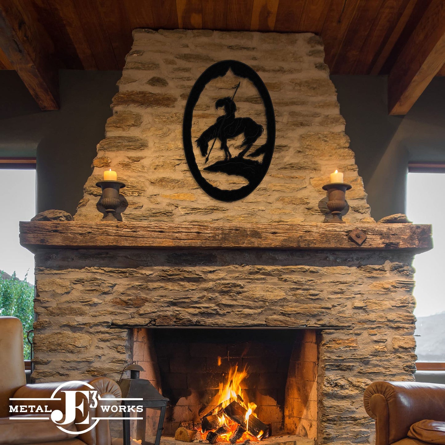 Innovative Fabricators, Inc. End of the Trail Native American Metal Wall Art, 8"x12"
