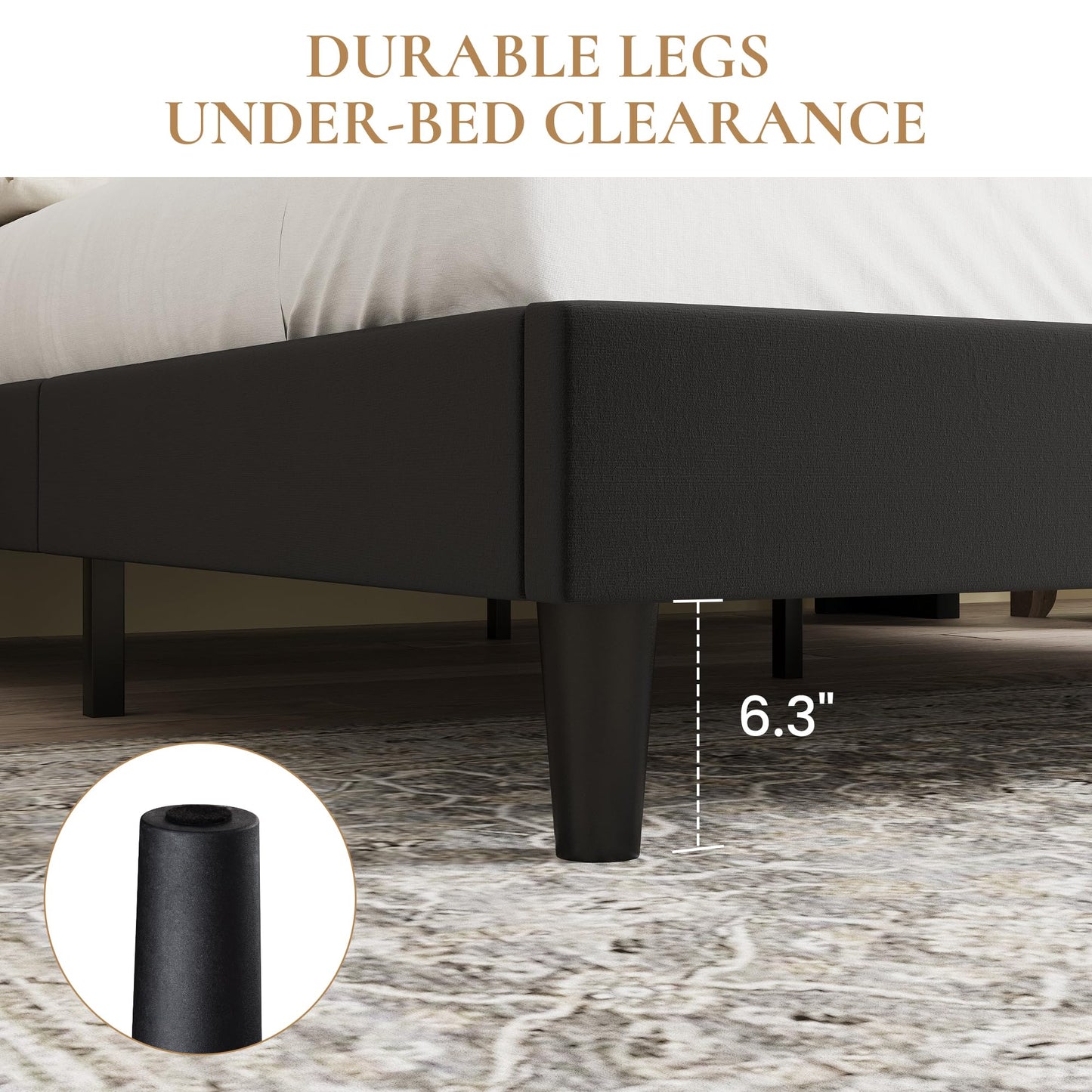 SHA CERLIN Queen Velvet Upholstered Bed Frame with Charging Station, Modern Wingback Storage Headboard, Diamond Stitched & Gold Trim, No Box Spring Needed, Easy Assembly, Black