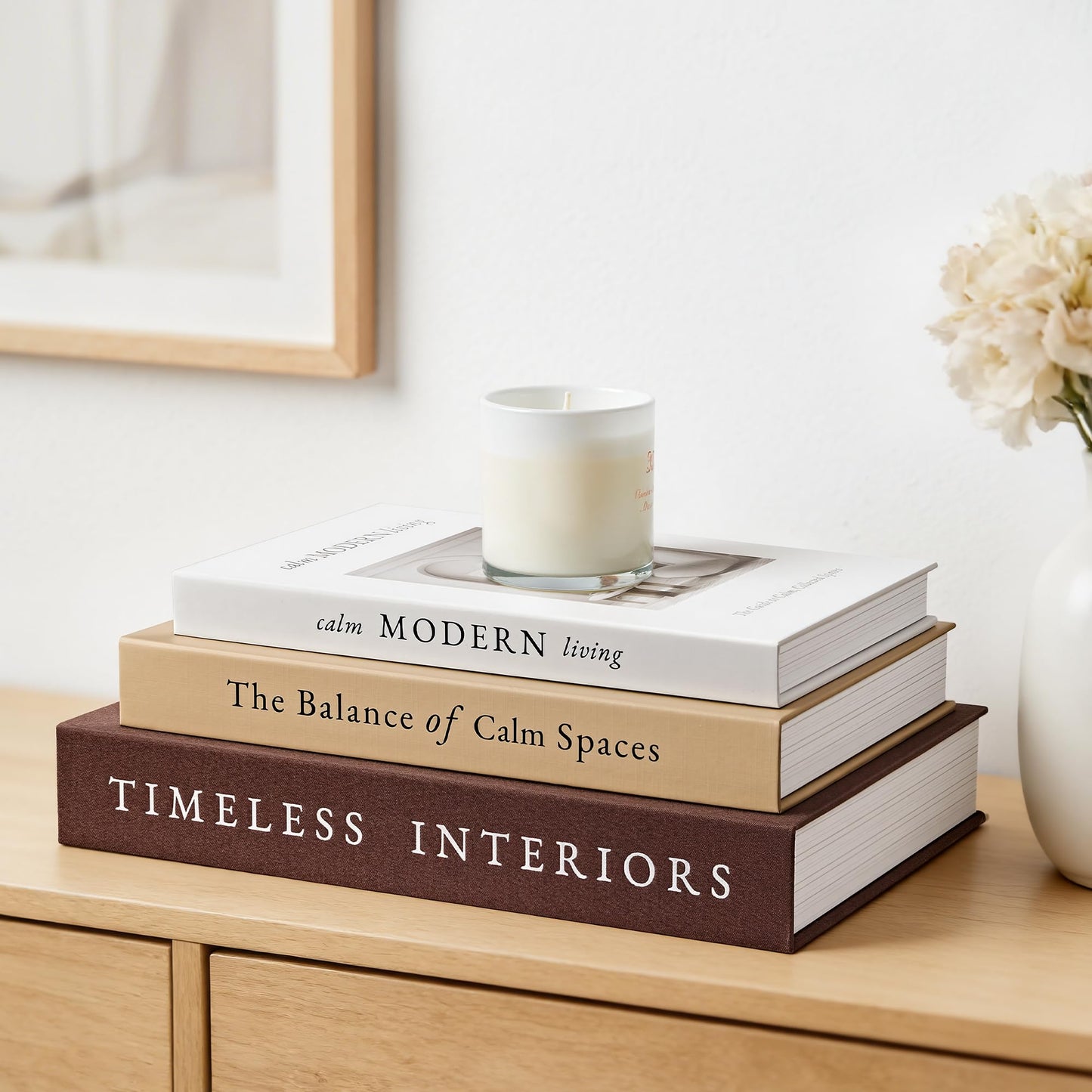 JARLINK Beautiful Decorative Books, Set of 3 Stackable Fake Books for Coffee Table, Shelf & Mantel Decor - Modern Home Decoration with Hidden Storage for Photos, Keepsakes & Living Room Styling, Brown