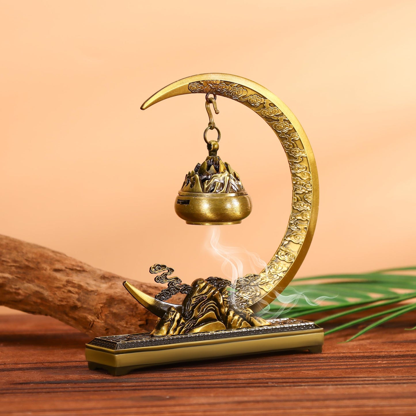 SERdeerCH Moon Lotus Furnace Hollow Hanging Ball Incense Burner,Alloy Frame,Equipped with 1 Tube of Cloud Incense,Used for Home Office Decoration