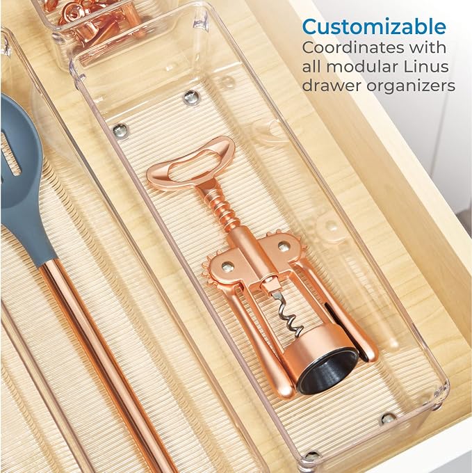 iDesign - 52930 EMW6134167, Medium, Clear | Plastic Storage, For Kitchen, Bathroom, and Desk Drawers