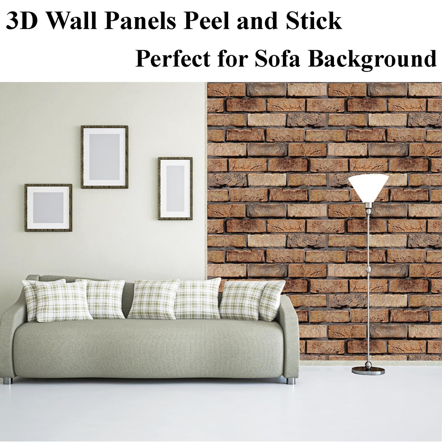 Veczom 3D Brick Wall Panels Peel and Stick,10 Pack Self-Adhesive PVC Wall Tiles, Waterproof Textured Decor for Living Room, Kitchen, Bedroom, Office Accent (4Lines Seamless Brown Stone)