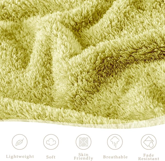 Exclusivo Mezcla Fleece Light Green Throw Blanket for Couch Sofa, Ultra Soft, Lightweight and Fluffy Blankets for Women, All Season, 50x60 Inches