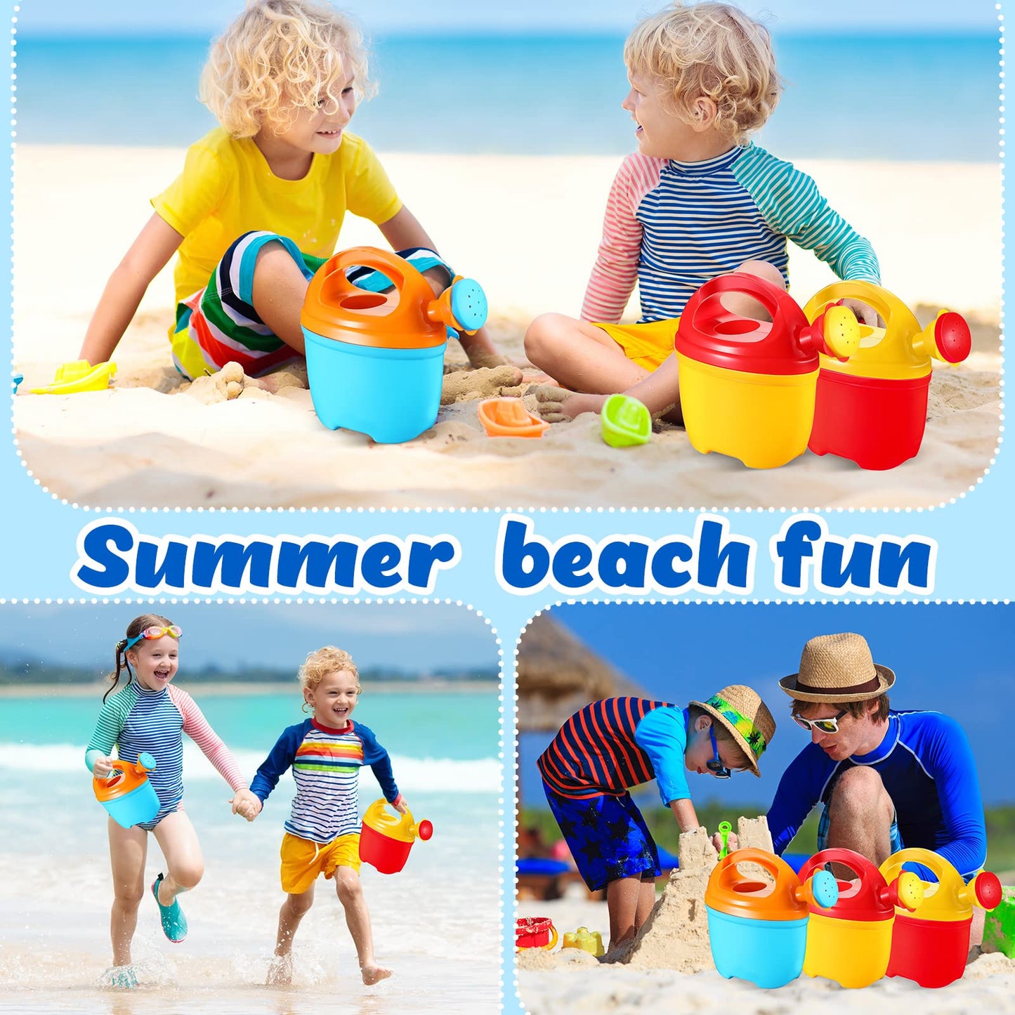 Lenwen 6 Packs Plastic Watering Can for Kids Garden Equipment Toy Watering Pail for Girls and Boys Plant Watering Can Bath Garden Toys Gardening Beach Tools (3 Colors)