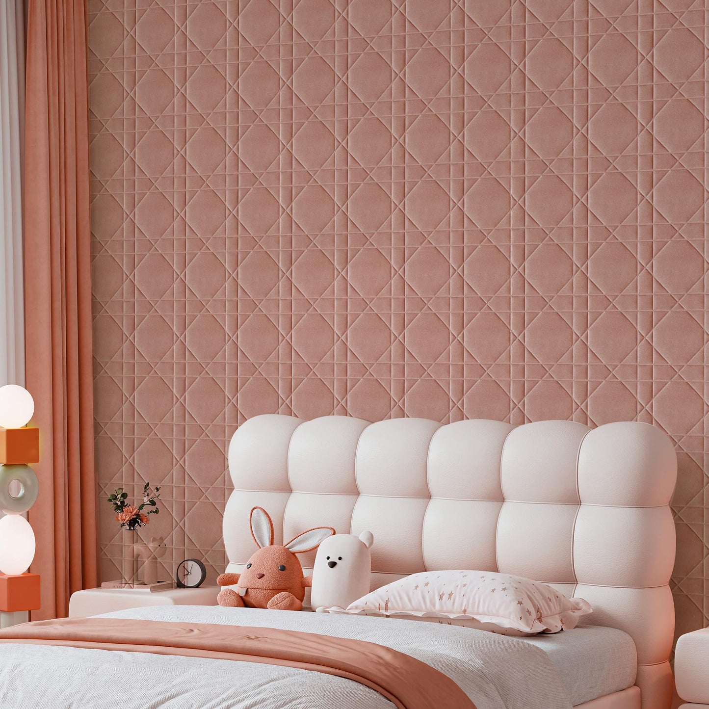 Aurawall Velvet 3d wall panels for Interior wall Decor peel and stick, Soundproof Geometric Textured 3d Wall Panels for Living Room, Bedroom, TV Background Pink 17.7" x 17.7", Covers 26.15 Sq.Ft 12pcs