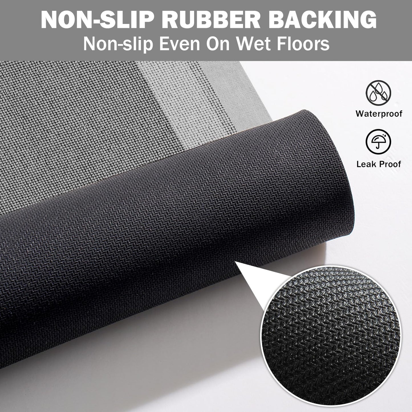 YDKGL Non Slip Bath Mat, Rubber Backing Ultra Thin Bathroom Rugs Fit Under Door Quick Dry Super Absorbent Washable Bath Rug Shower Mat for Bathroom Floor Bathtub Shower Sink, Easy Care Gray 16"x 24"
