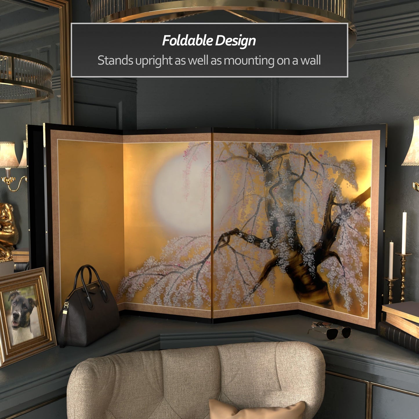 Red Lantern 36" x 72" Gold Leaf Sakura Blossom