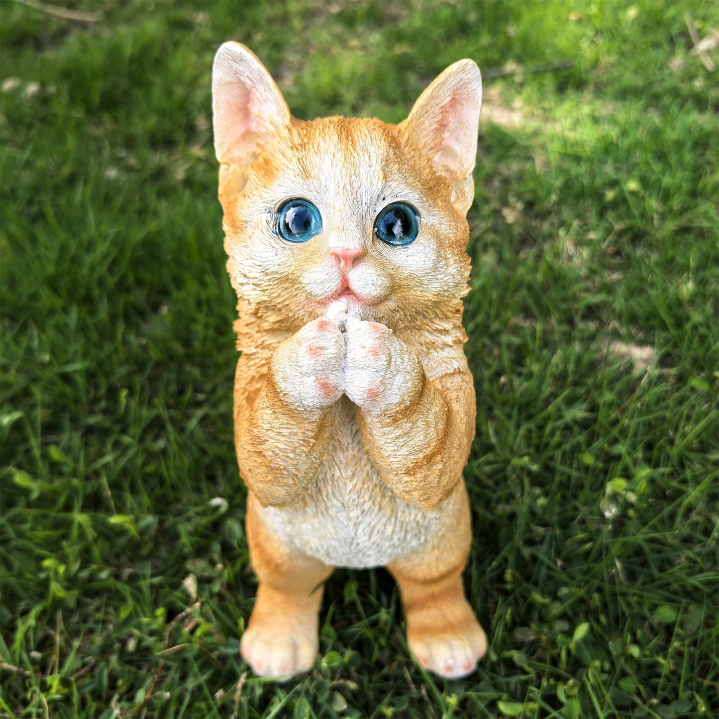 Ahbuohe Garden Cat Statue Decorative Outdoor,Fairy Art Yard Décor Figurine for Patio Lawn, Pets Statue Ornaments Patio Lawn Flower Bed (Orange)