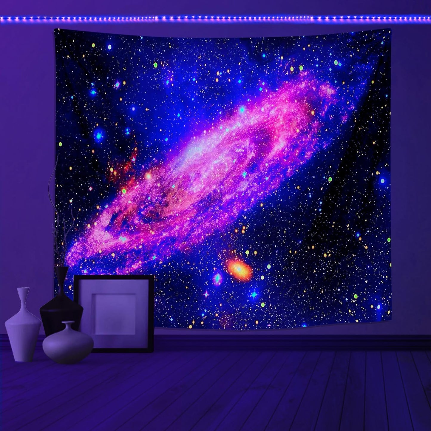 PSYHILAR Blacklight Posters for Adults and Teens, Space Galaxy Backdrop UV Reactive, Black Light Tapestry for Boys Room (59 x 51 Inches)