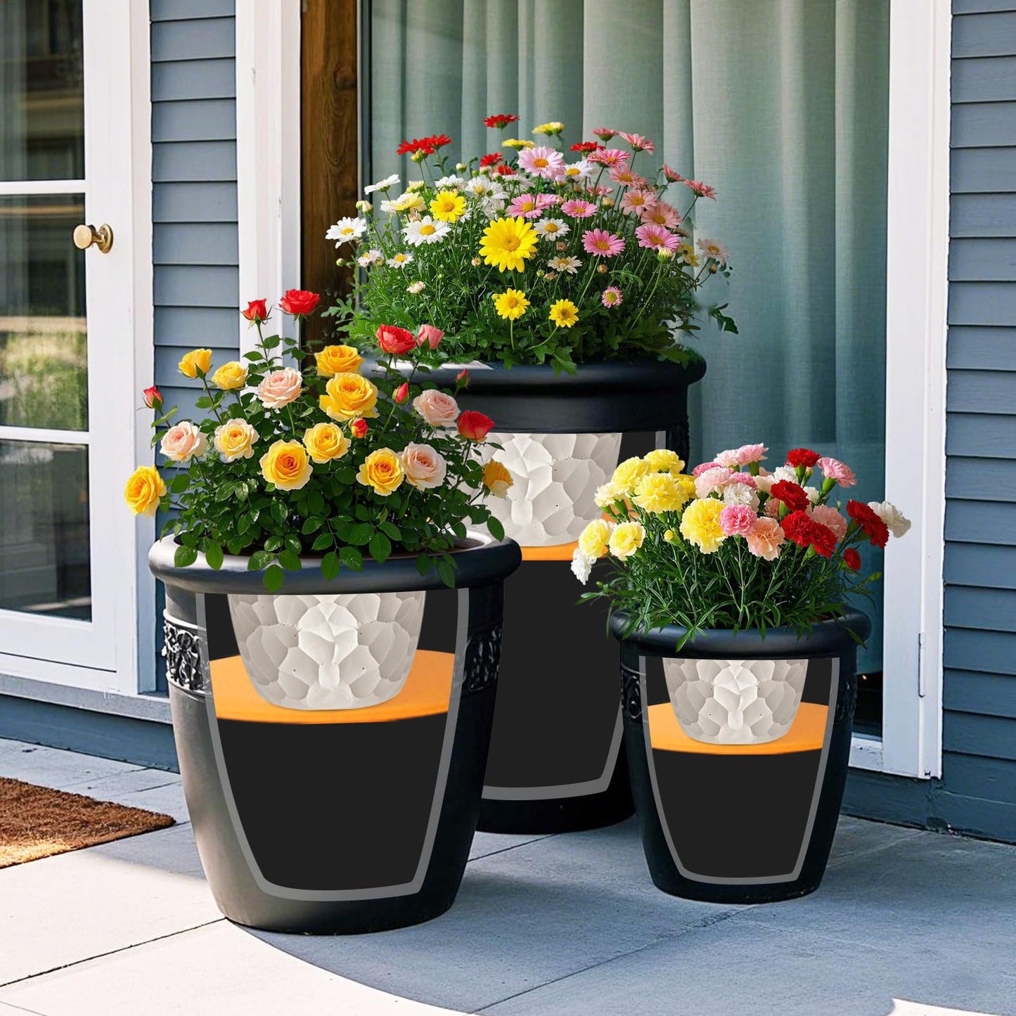 ShineSirius 18 inch Round Planter Inserts with Drainage Holes,Flower Pot Filler Insert for Large Round Planters,Planter Fillers for Less Soil Needed Gardening Indoor & Outdoor Use