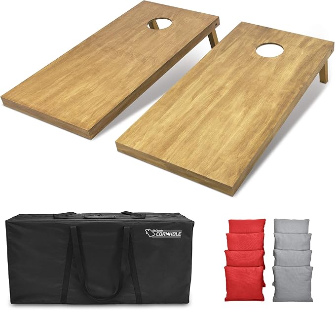 GoSports 4 ft x 2 ft Regulation Size Wooden Cornhole Boards Set - Includes Carrying Case - Full Regulation Size Bean Bag Toss Boards