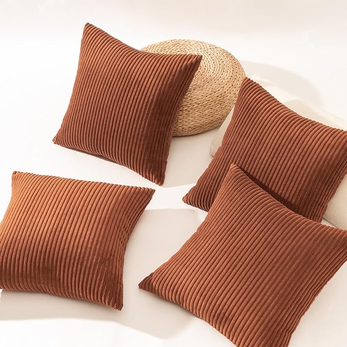 Topfinel Decorative Rust Throw Pillow Covers Cushion Cases, Set of 4 Soft Velvet Modern Double-Sided Designs Terracotta Home Decor ，Fall Style Throw Pillows 20x20 inches