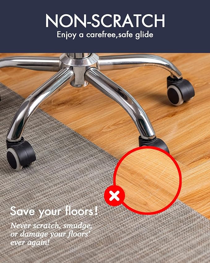 Baroyal Office Chair Mat for Hardwood Floor Under Desk Computer Rolling Chair Mat for Wood/Tile Floor Non-Slip Heavy Duty Desk Rug PVC Plastic Hard Floor Protector 48" x 60" (Soapstone)