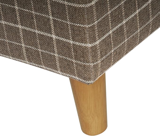 Spatial Order Home Decor | Dinah Collection Modern Storage Ottoman | Ottoman with Storage for Living Room & Bedroom(Brown Windowpane Fabric)