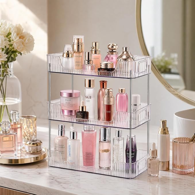2 Tier Bathroom Counter Organizer, Bathroom Counter Shelf, Vanity Organizer Countertop, Skin Care Organizer, Makeup Perfume Organizer for Bathroom Tray, Cosmetic, Dresser, Kitchen