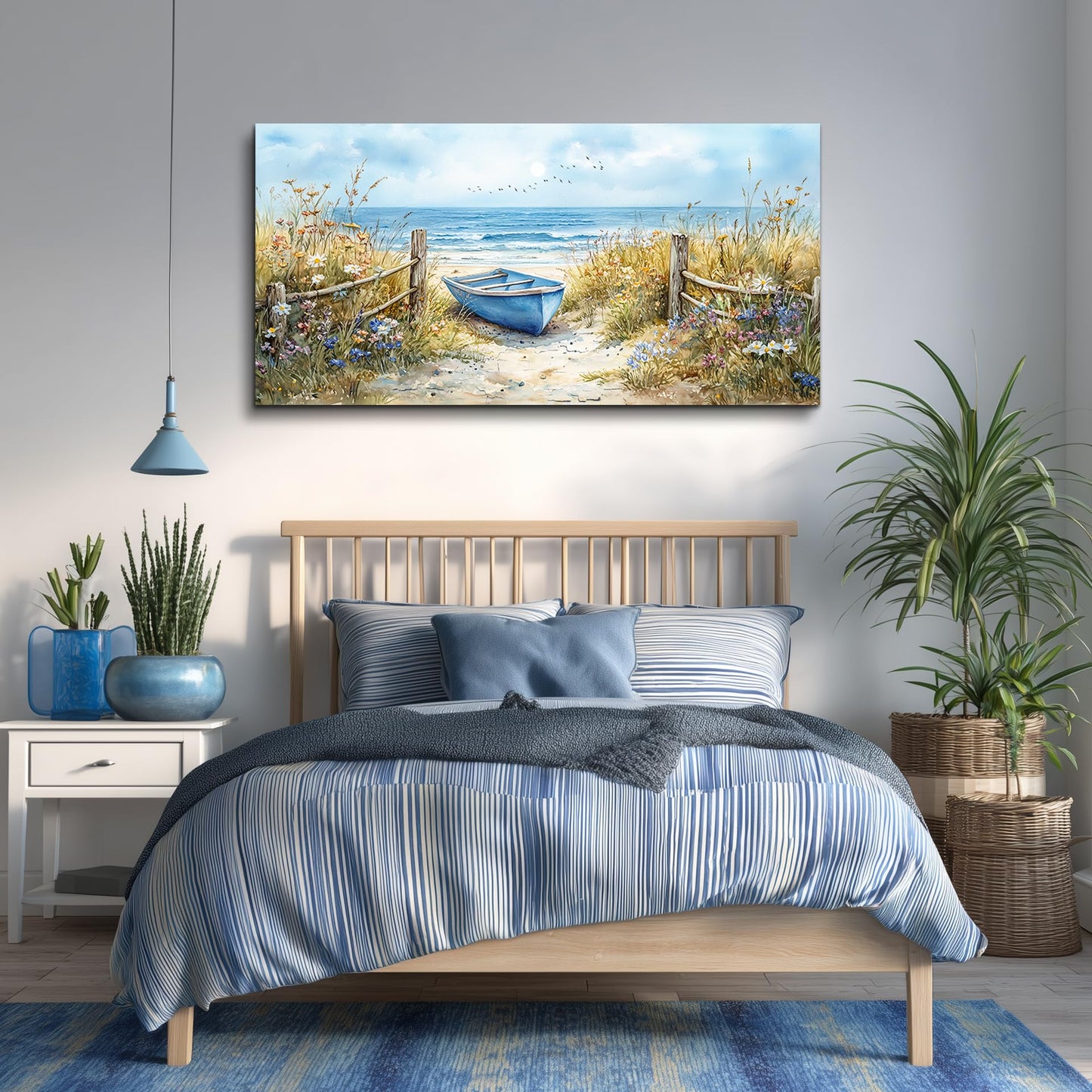 PHAOHUAXM Large Wall Decor Canvas Painting Wall Art For Living Room Decor Beach Wall Art And Ocean Landscape Painting Bedroom Print Artwork Picture For Dining Room Bathroom Home Decoration 24x48 In