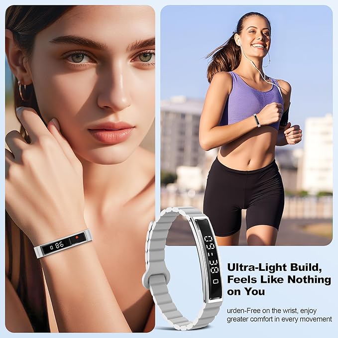 Sleep & Fitness Tracker with 2 Bands, Lightweight Smart Bracelet Wristband for Women Men, 24/7 Heart Rate, Blood Oxygen & Stress Monitor, Waterproof Health Trackers, No Subscription Fee (White)