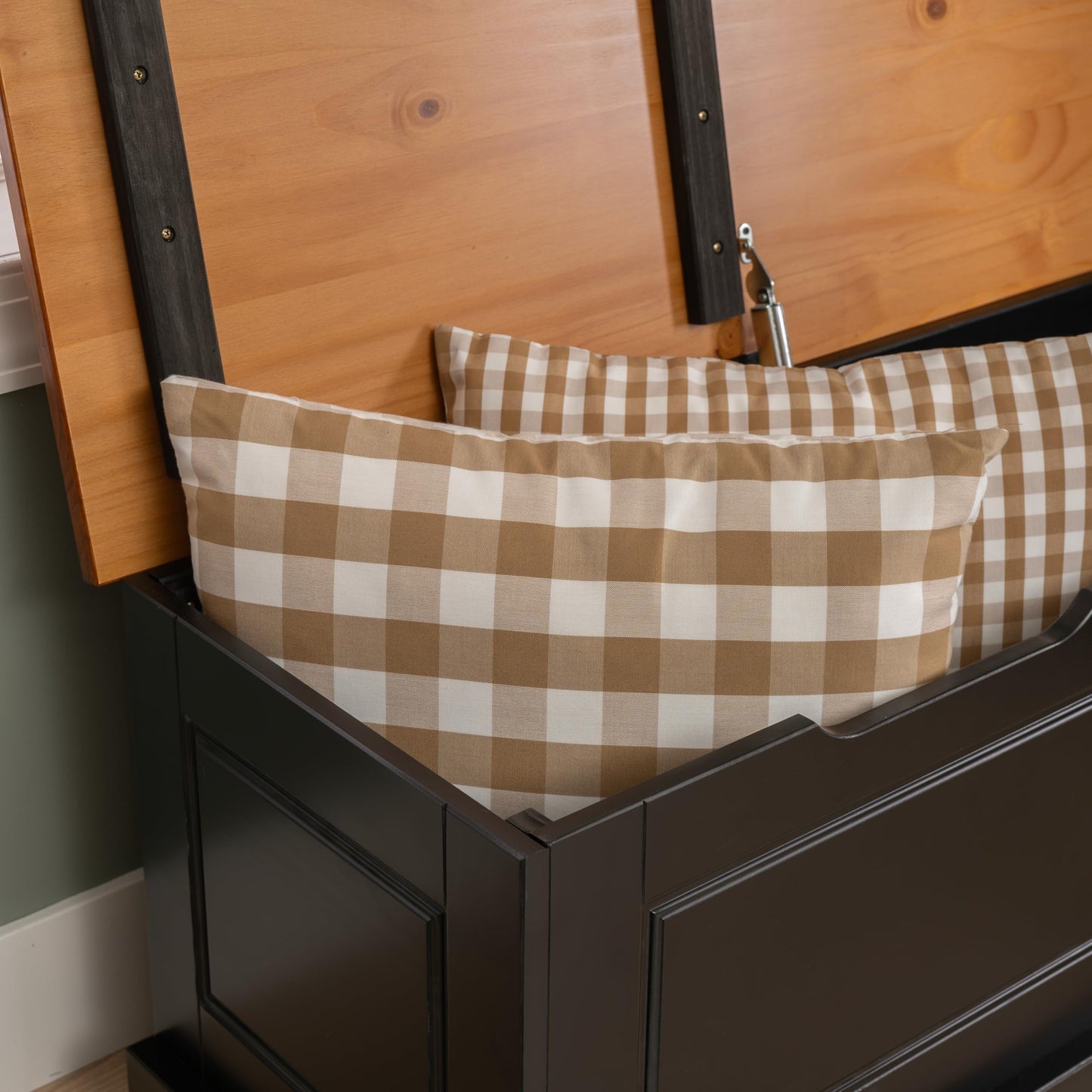 Linon Harris Black and Walnut Backless Kitchen Dining Nook with Hidden Storage Bench Space