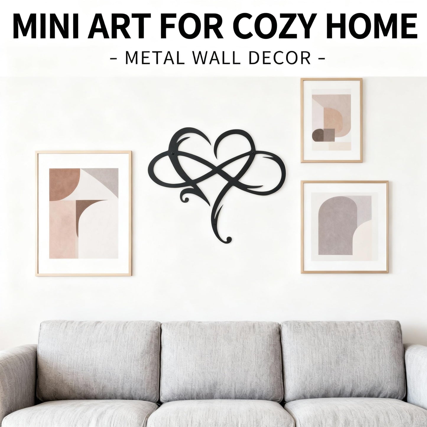 Infinity Heart Metal Wall Art Decor, Romantic Black Metal Art for Bedroom Living Room Bathroom, Personalized Love Gift for Mom Grandma, Spring Wedding Anniversary Housewarming Present for Her Him