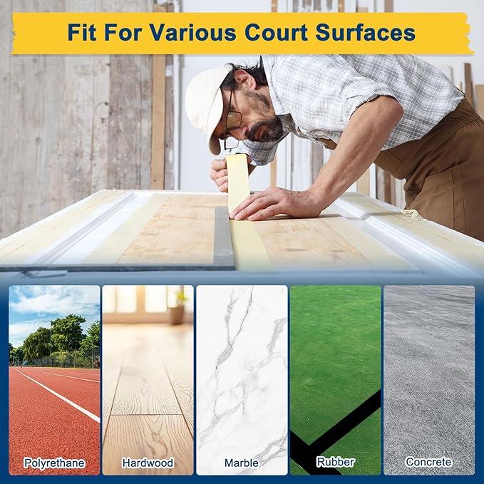 Pickleball Court Tape, Outdoor Pickleball Lines, No Residue Court Marking Kit for Temporary/Gym/Tennis/Driveway/Badminton/Backyard/Sport