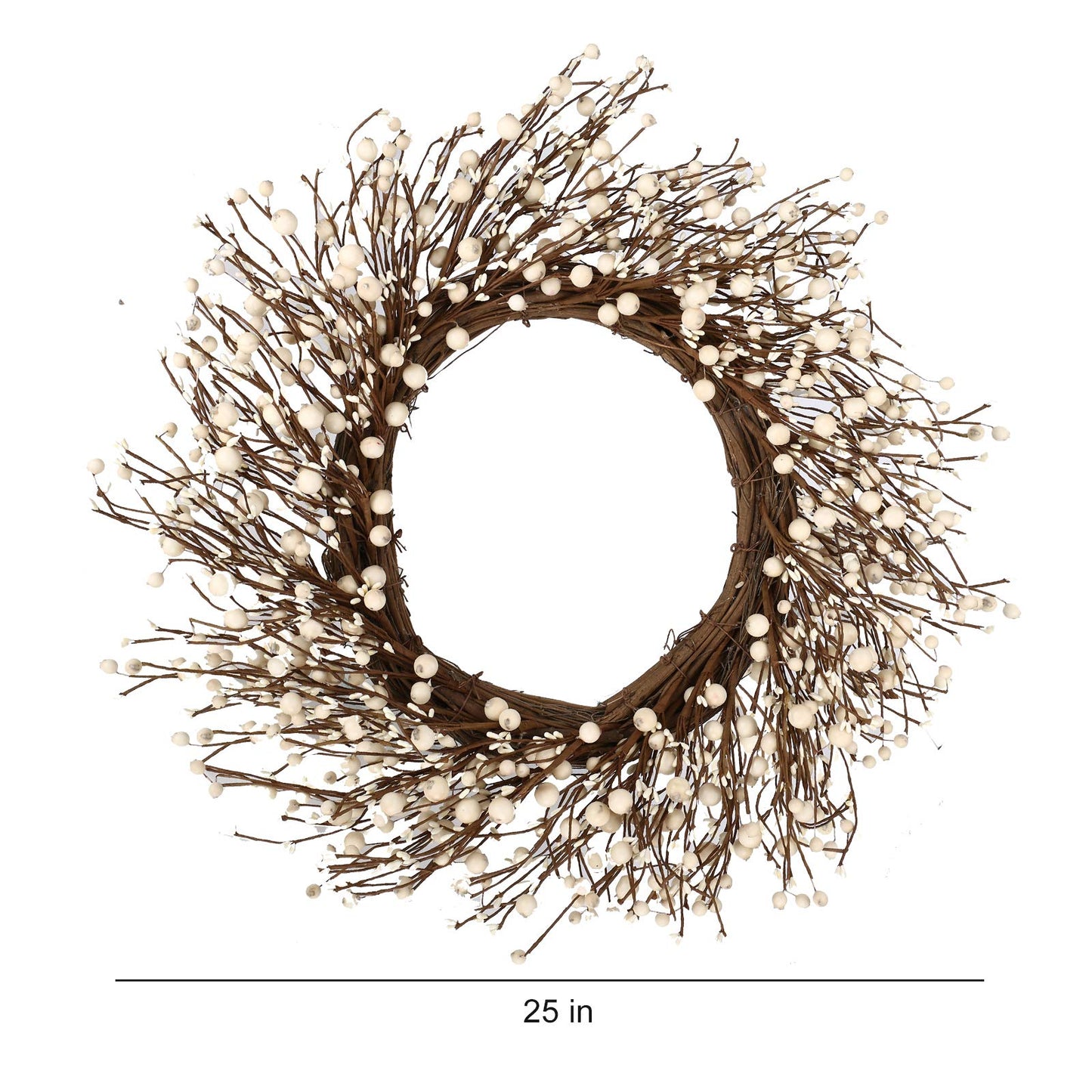 JINGHONG White Berry Wreath 22 Inch Winter Wreath Cream Winter Wreaths for Front Door with Round Berry for Porch Wall Winter Holidays Christmas Celebration