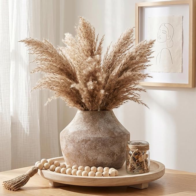 Ceramic Flower Vase, 5.2in Farmhouse Table Rustic Vases, Small Flower Terracotta Vases for Home Decor, Living Room,Table, Handcrafted (Terracotta)