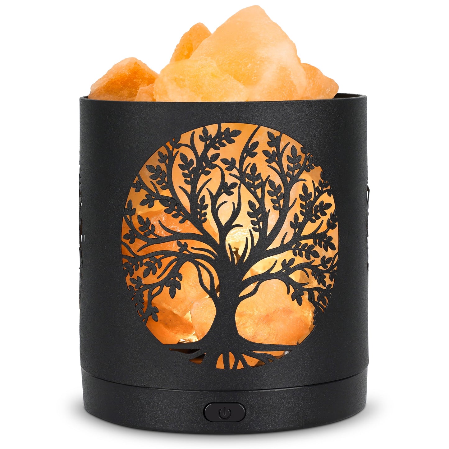 SUNYA Himalayan Salt Lamp - Metal Basket with 5 LED Bulbs, Pink Rock Salt Lamp Night Light with USB Power Cable. Battery Powered Support
