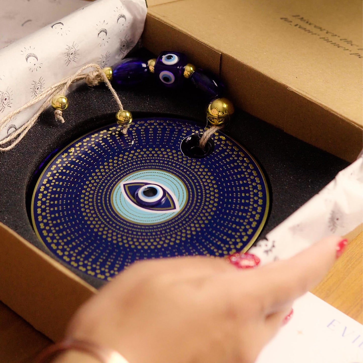 Orenda-Turkish Evil Eye Wall Hanging, 5.1 in Diameter, Handmade Glass Nazar – Protection and Good Luck for Home, Office, or Gifts