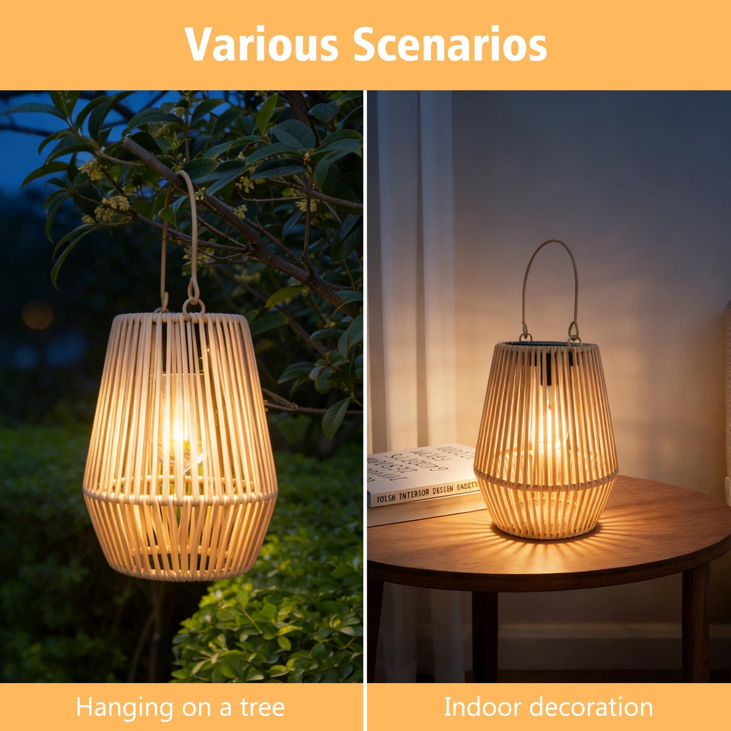 Solar Lanterns Outdoor Waterproof, Hanging Solar Lanterns Outdoor Gifts for Women Mom Grandma LED Garden Decor for Yard, Patio, Backyard, Porch, Trees, Lawn, Pathway (2 Pack)