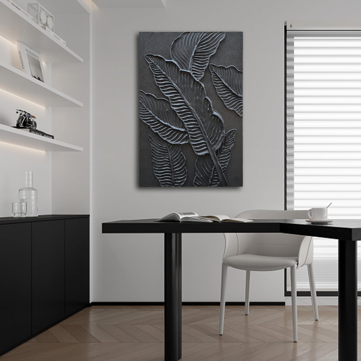 NANKAI Art Hand-Painted Black Thick Textured Art Oil Painting 36x24 inch Contemporary Abstract Art Painter's Living Room Corridor Wall Decoration