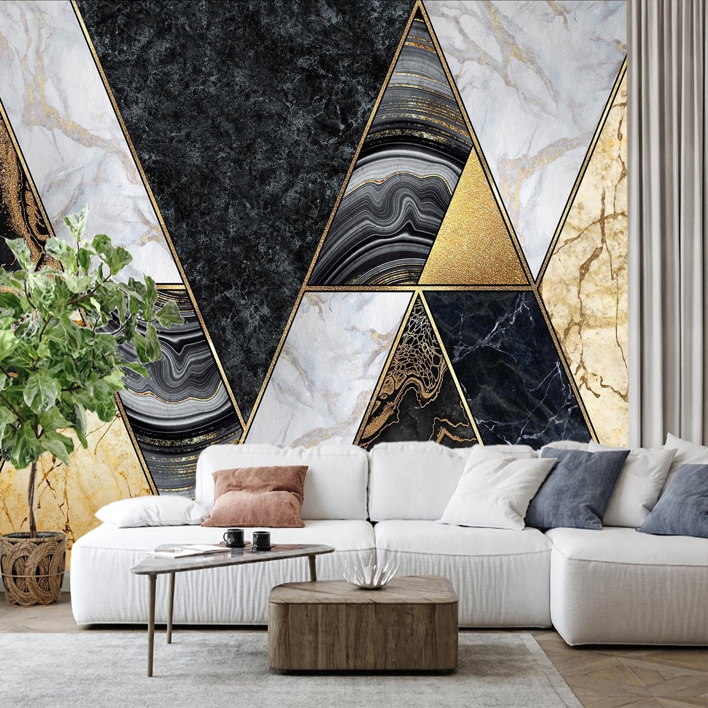 GLWYHY - 3D Stereoscopic Visual Marble Wallpaper with Beautiful Color Combinations decorates The murals in The Bedroom and Living Room（Non-self-Adhesive Wall Stickers）