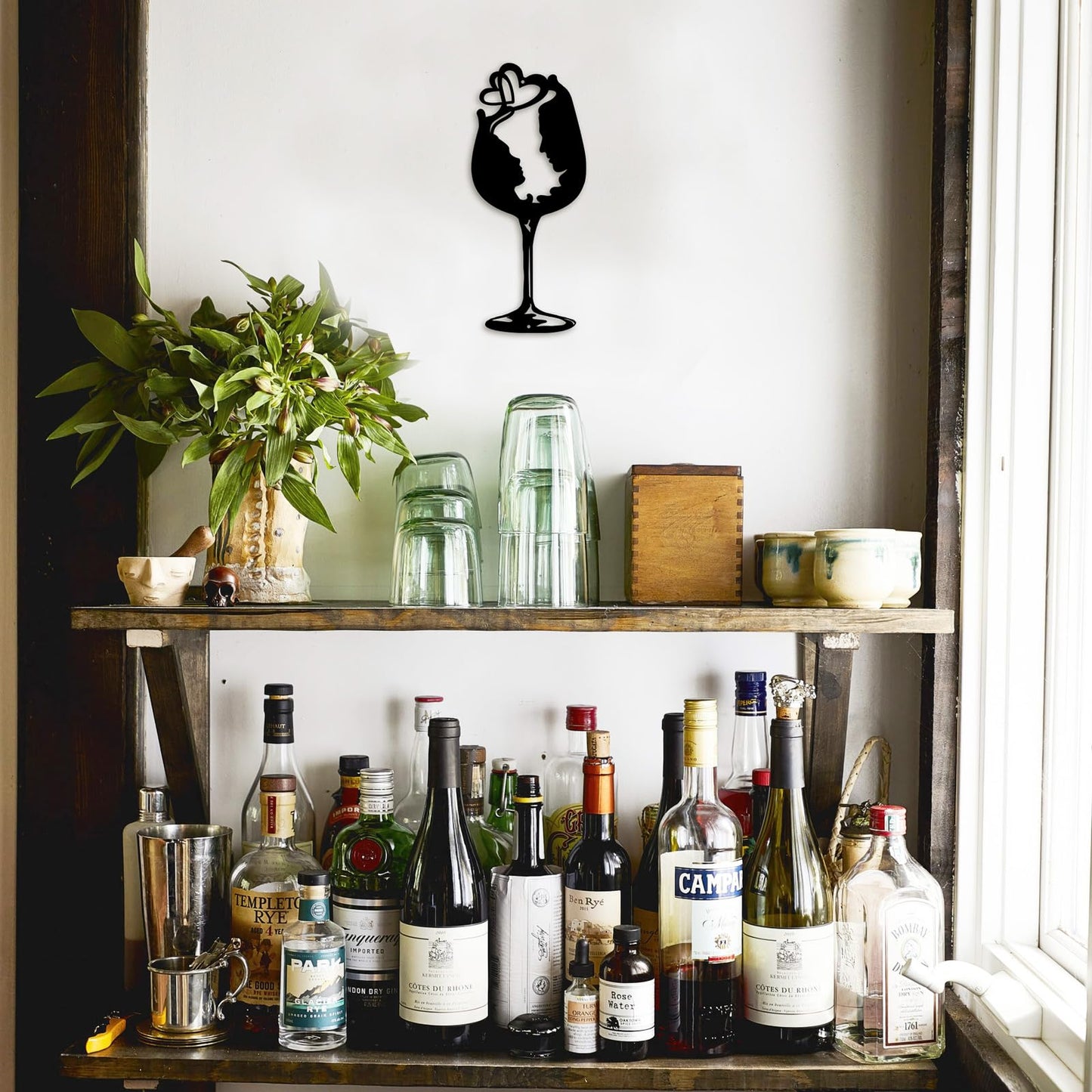 Kas Home Abstraction Wine Cup Metal Wall Art (6.6L x16W)