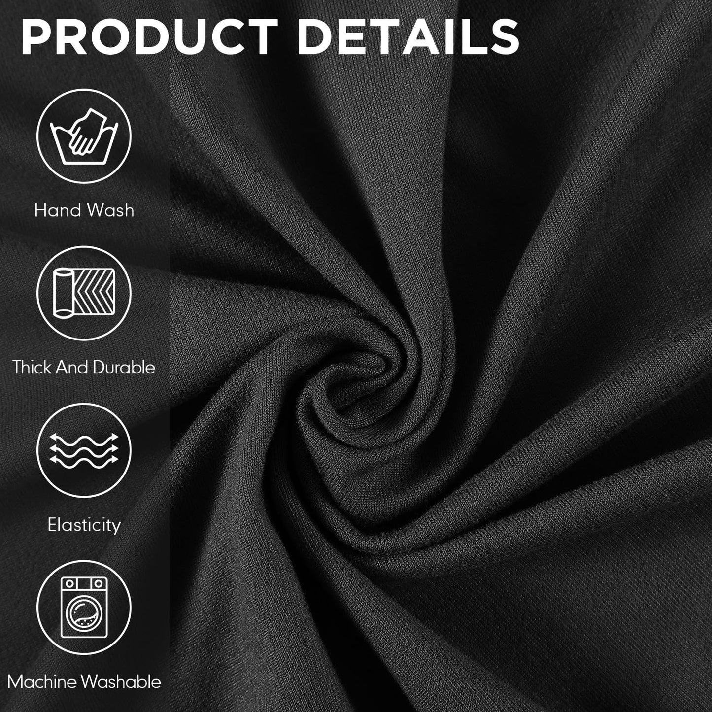 Peryiter 3 Pcs Slipcover Set for Couch Furniture Covers for Sofa Loveseat Couch Arm Chair, Form Fit Stretch, Wrinkle Free, Furniture Protector(Black,Milk Silk Spandex)