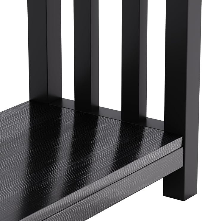 ChooChoo Mission Coffee Table, Black Wood Living Room Table with Shelf, 47 inch