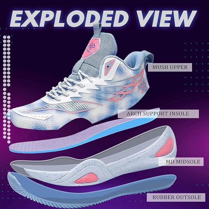 CJSPORX Women Men Basketball Shoes Breathable Men Non Slip Outdoor Fashion Unisex Sneakers