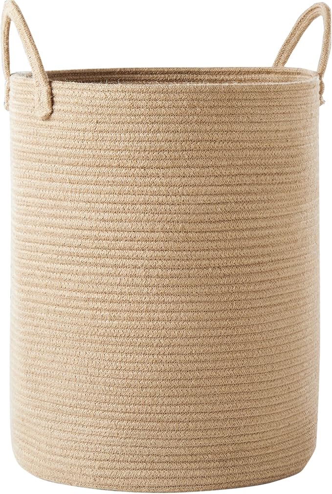 80L Extra Large Jute Laundry Hamper Tall Woven Laudnry Basket Wicker Rope Clothes Hamper Boho Blanket Basket in Living Room Bedroom 16"D x 22"H