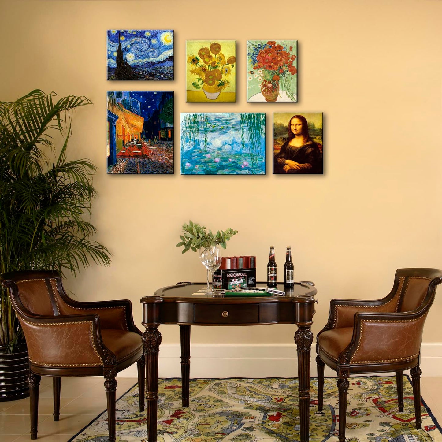 Starry Night, Vincent Van Gogh Canvas Wall art, Classic Paintings Framed Pictures Poster, Abstract Artwork Prints for Home Decor 12"x16"