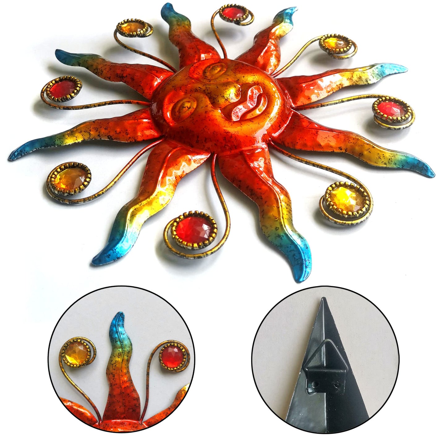 Limygus Metal Wall Art Sculpture, Set of 3 - Celestial Wall Decoration - Sun Moon Star Decorative Silhouette - Waterproof Wall Hanging Decor for Home Office, Bedroom, Bathroom, Living Room