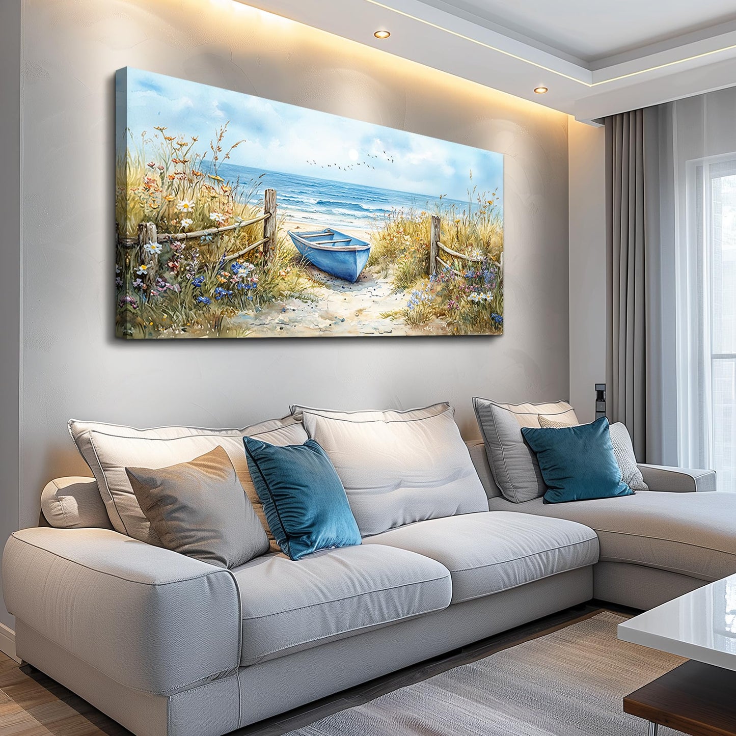 PHAOHUAXM Large Wall Decor Canvas Painting Wall Art For Living Room Decor Beach Wall Art And Ocean Landscape Painting Bedroom Print Artwork Picture For Dining Room Bathroom Home Decoration 24x48 In