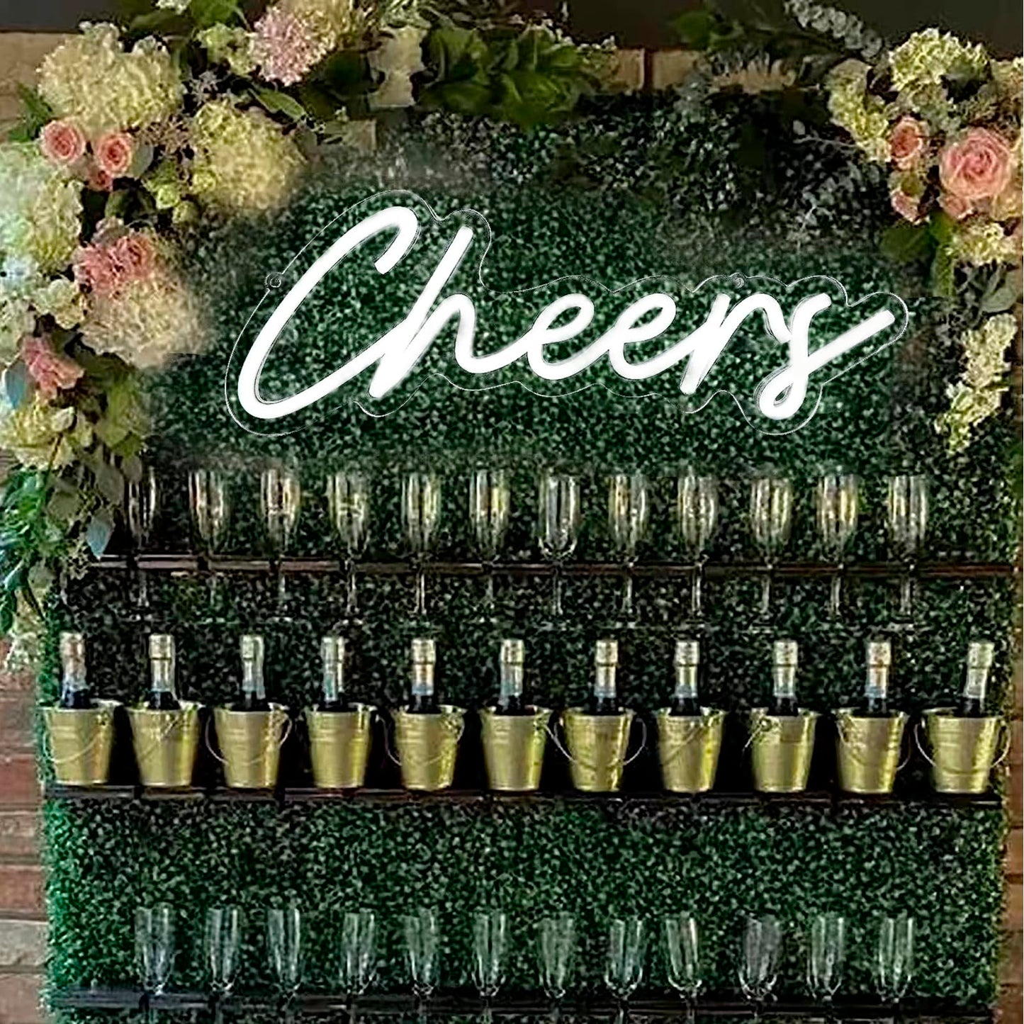 Neon Sign for Bar Home Bar Club Party Wall Decor,Cheers LED Neon With Dimmable Controller,Neon Cheers Light for Birthday Gaming Cafe Party 16.5"*7"(White)