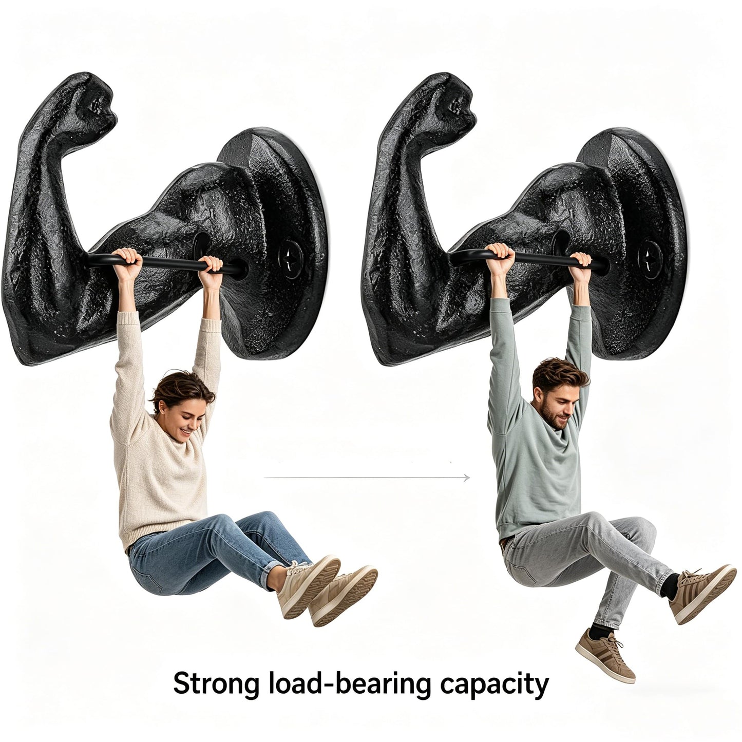 Womeet Rustic Cast Iron Coat Hooks, Wall Mounted Key Hook Holder, Farmhouse Decorative Muscle Hooks, Heavy Duty Wall Hooks for Hanging Coats, Hats, Bathrooms Towels, Gym Room 2pcs