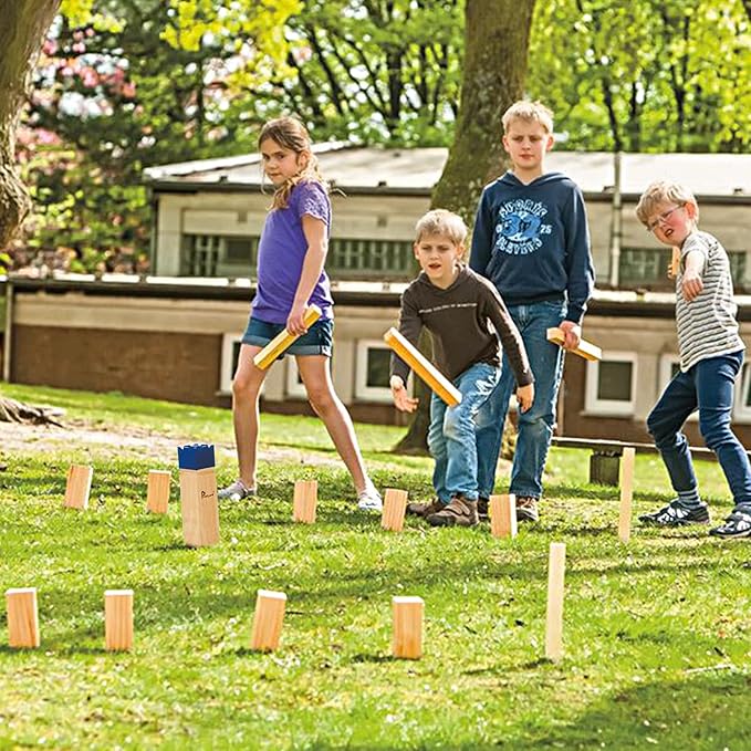 Pointyard Kubb Yard Game Set, Kubb Game Set with Carrying Bag - Wooden Toss Game Set for Outdoor Lawn Teenagers Adults Family
