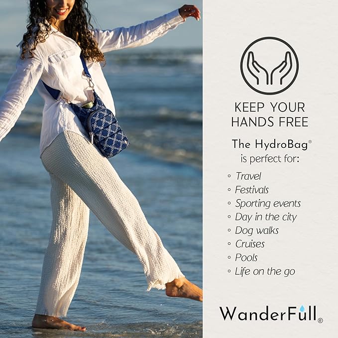 WanderFull® Original HydroBag® Collection, Water Bottle Holder w/Strap & Phone Pocket, Hands-Free Crossbody Water Bottle Bag