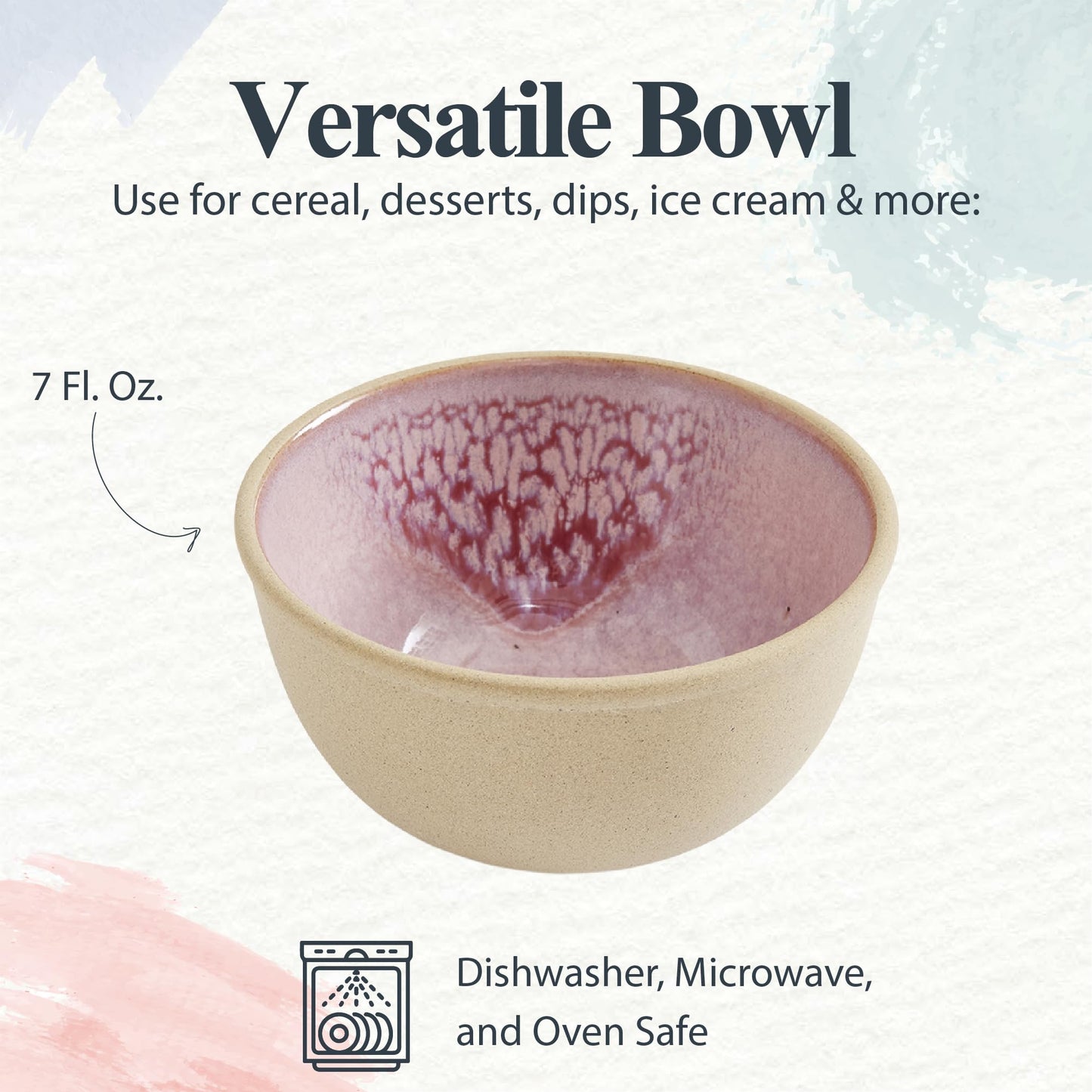 Portmeirion Minerals 4.5-Inch Small Bowl, Rose Quartz - Stoneware Made from Recycled Clay, Handmade in Portugal, Reactive Glaze for a Unique Look, Microwave & Dishwasher Safe - Decorative Modern Bowl