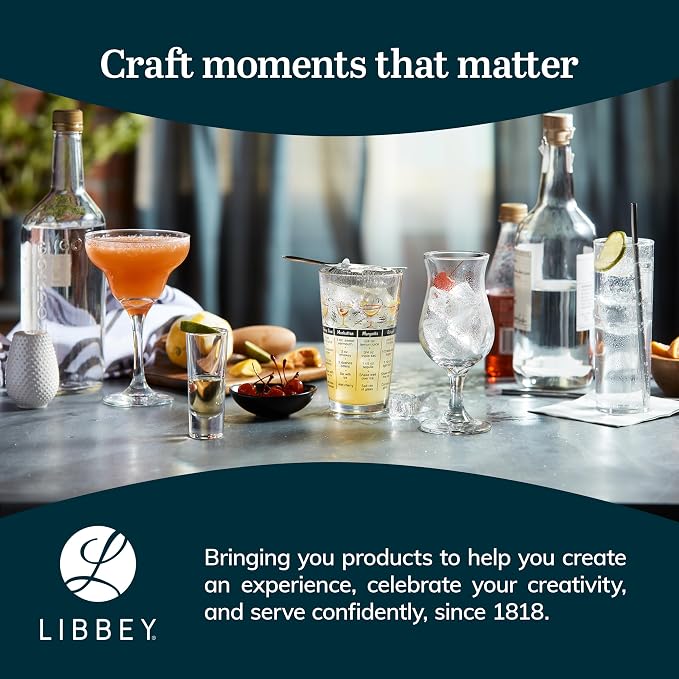 Libbey 917CD Heavy Base Rocks Glasses Set of 12, Rocks Glass Cups Set with Simple Lines, Elegant Old Fashioned Glass for Whiskey,Cocktails and More