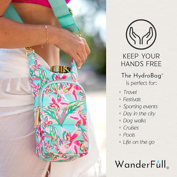 WanderFull® Original HydroBag® Collection, Water Bottle Holder w/Strap & Phone Pocket, Hands-Free Crossbody Water Bottle Bag