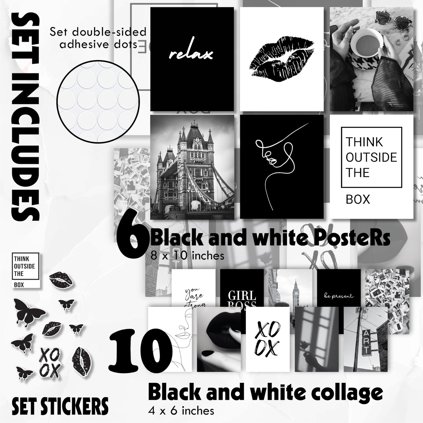 97 Decor Black and White Posters for Room Aesthetic - Black and White Wall Decor, Boy Play Bunny Art Prints, Retro Trendy Posters for Teen Girls Dorm Bedroom Office Decoration (8x10 UNFRAMED)